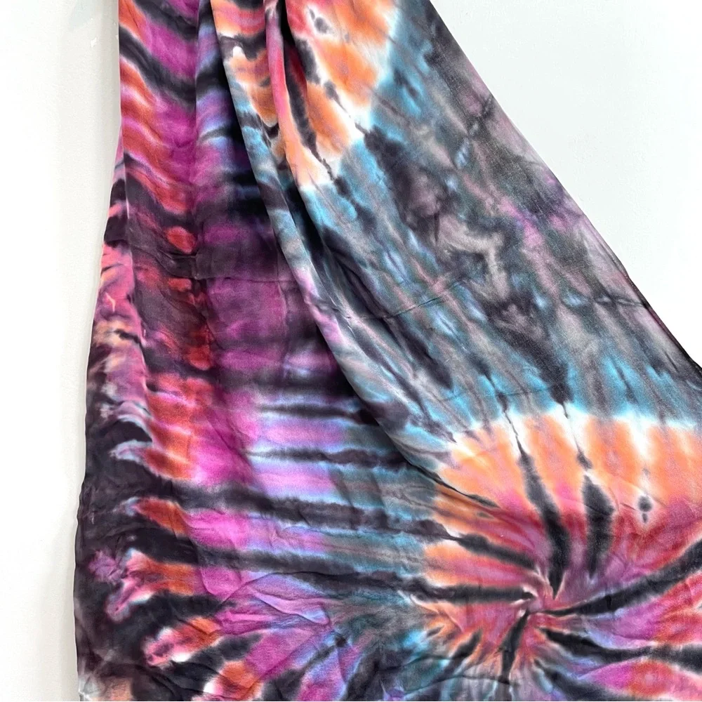 Brightly Twisted Tie Dye Twist Fringe Hem Scarf